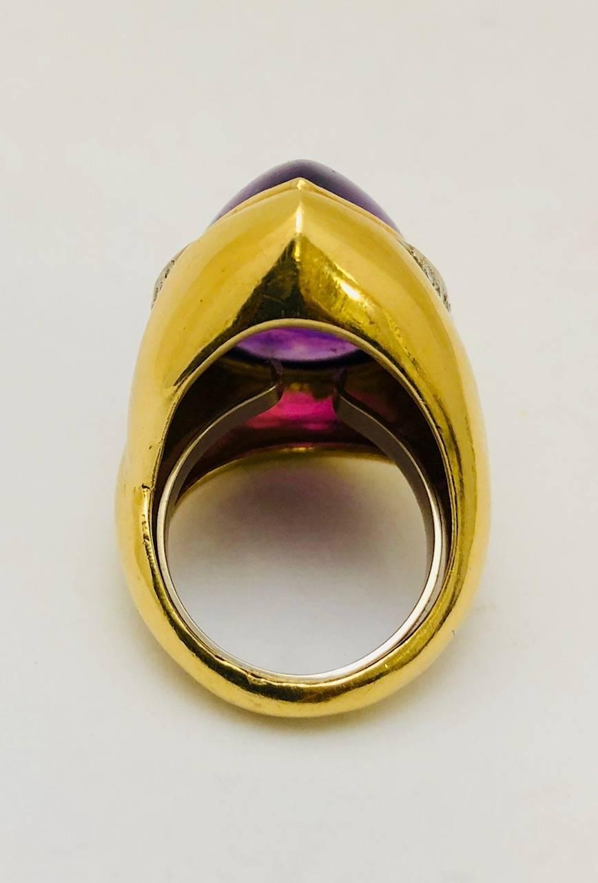 Women's 18 Karat Emis Beros Amazing Amethyst and Diamond Ring For Sale