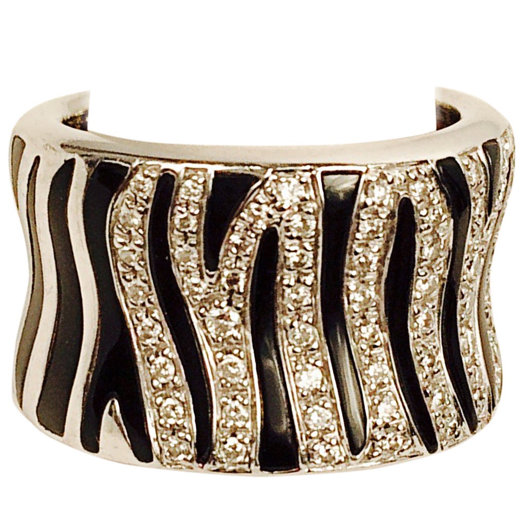 Diamond Gold Zebra Striped Ring