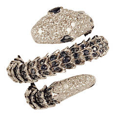 Sapphire Diamond Gold Snake Ring