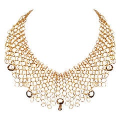 Diamond Gold Open Airy Bib Necklace