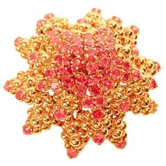Tiffany & Co. Ruby Gold Petaled Flower Brooch 3