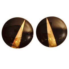 Tiffany 
Co. Onyx Gold Omega Clip On Earrings