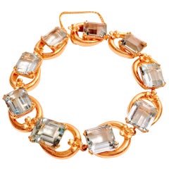 Gold Horseshoe Link Bracelet With Gem Quality Aquamarines