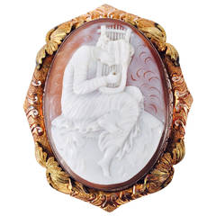 1950 Italian Cameo Gold Brooch