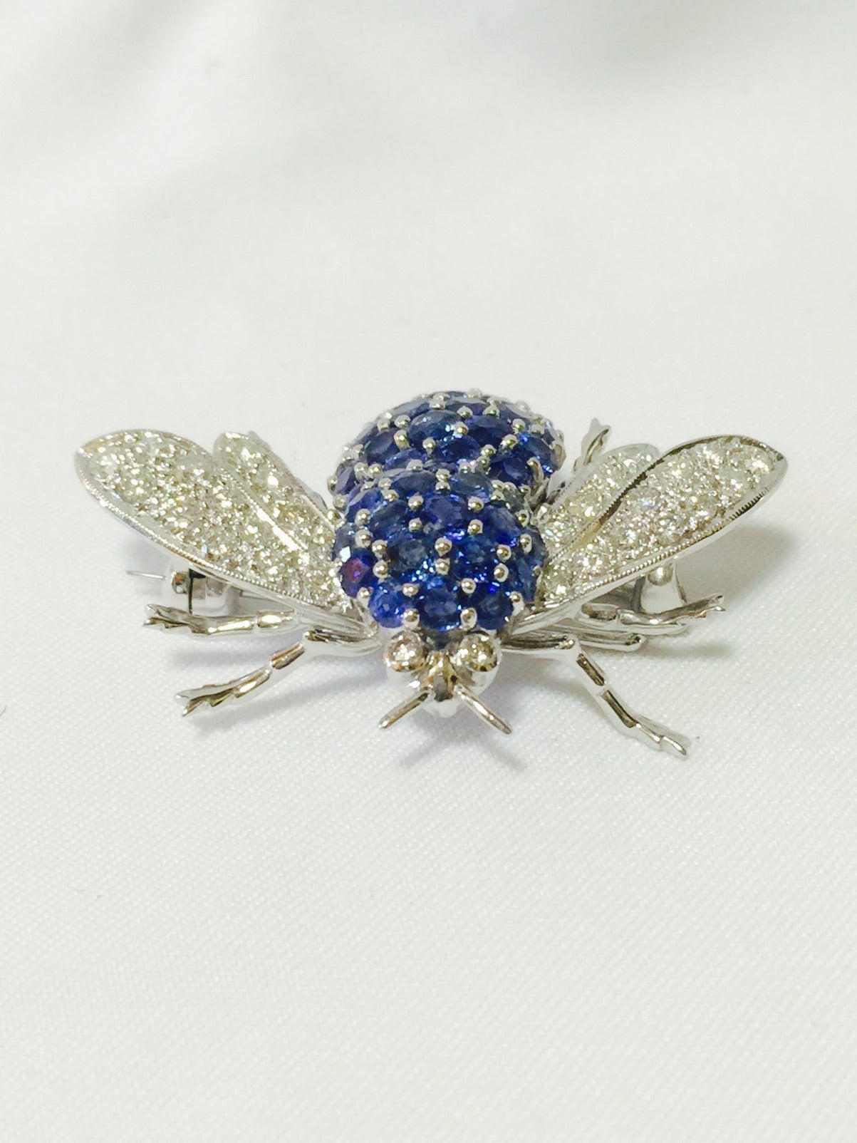 Contemporary A Pair of  Diamond Sapphire Bee Brooches