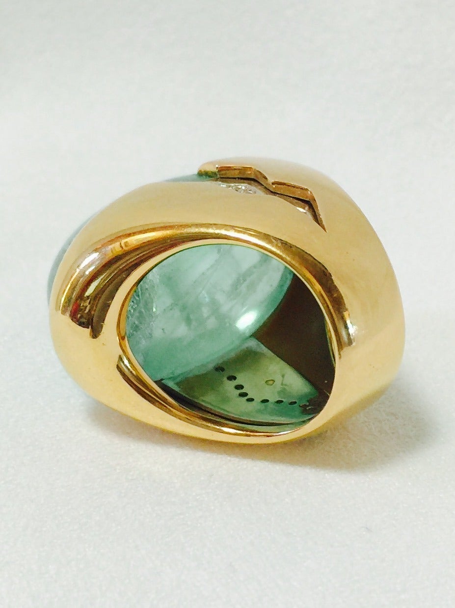 Women's Two-Tone Emerald Diamond Gold Ring