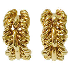 Tiffany & Co. Substantial Gold Half Hoop Earrings 7
