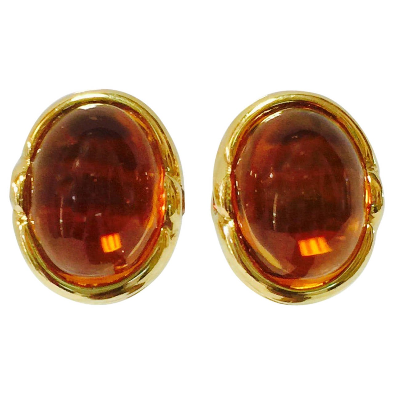 Palmeira Cabochon Citrine Topaz Gold Earrings