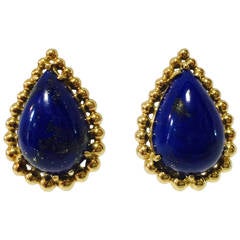Classic Lapis Lazuli Gold Statement Earrings