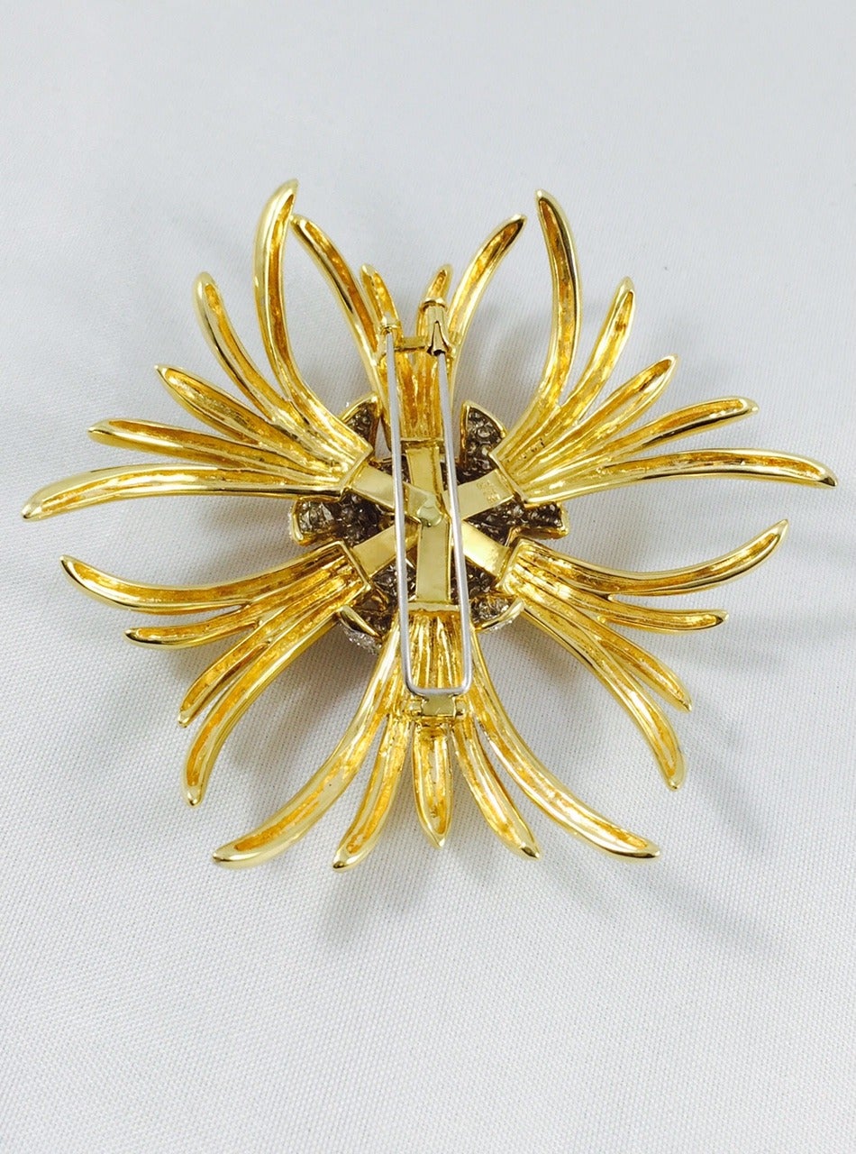 Contemporary Diamond Gold Starburst Pin