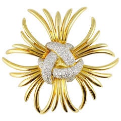 Vintage Diamond Gold Starburst Pin