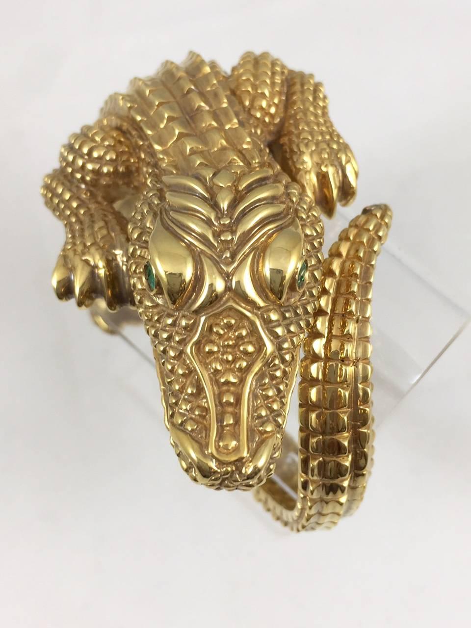 Gold Alligator Bangle Bracelet In Excellent Condition For Sale In Palm Beach, FL