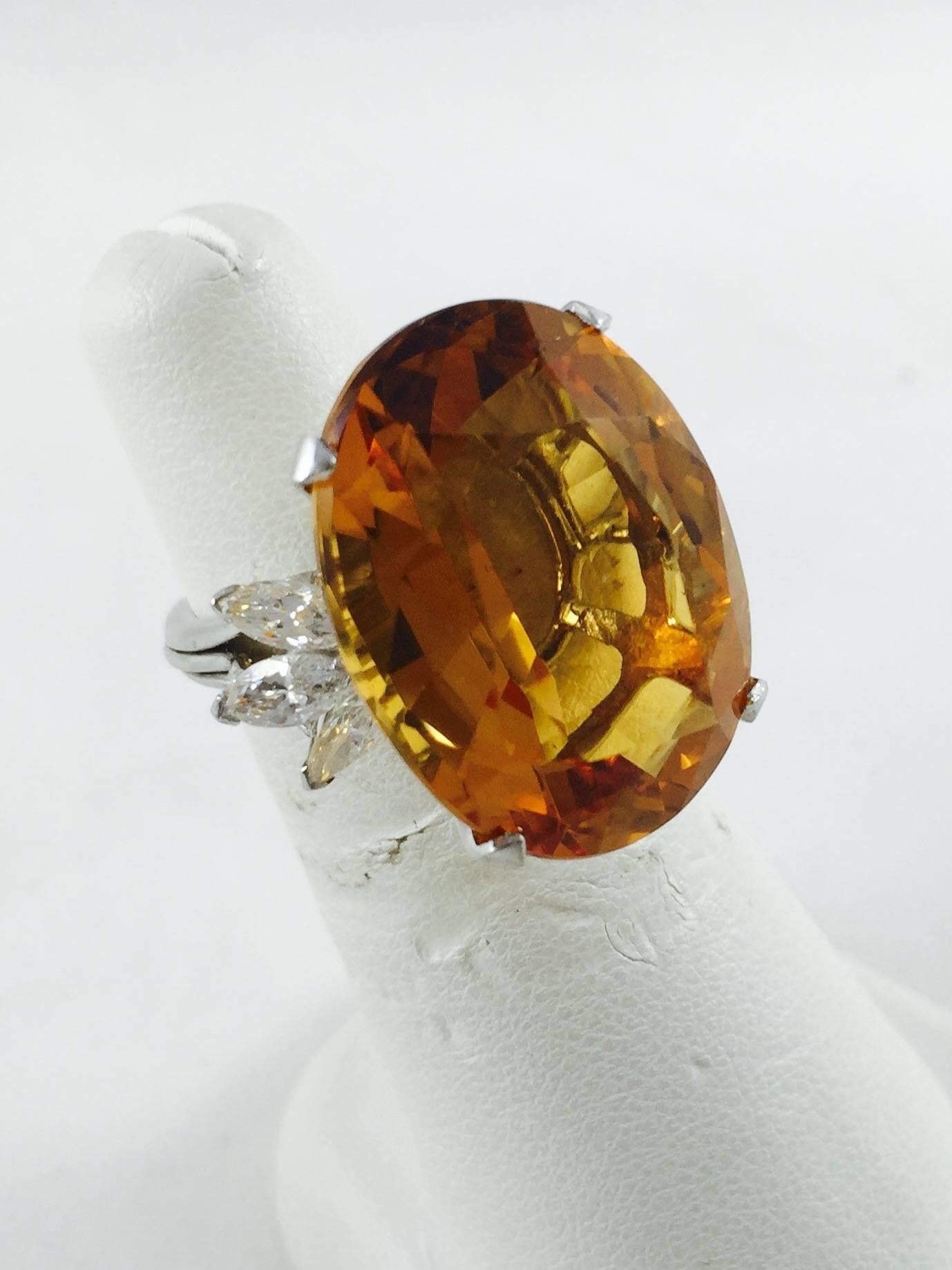 Contemporary Citrine Diamond gold Ring For Sale