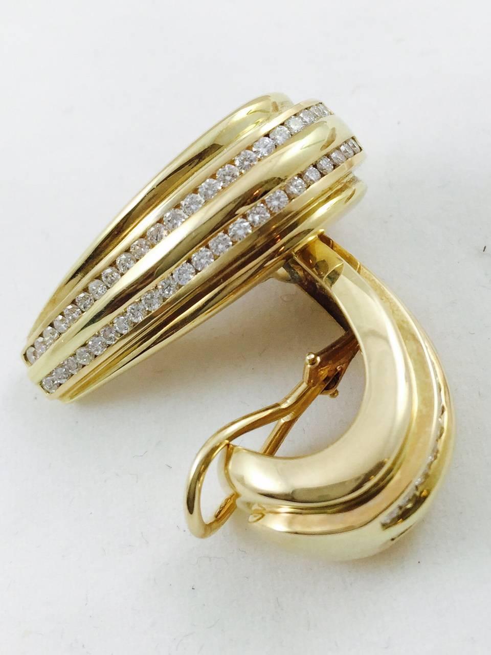 Women's Half Hoop Diamond Gold Earrings For Sale