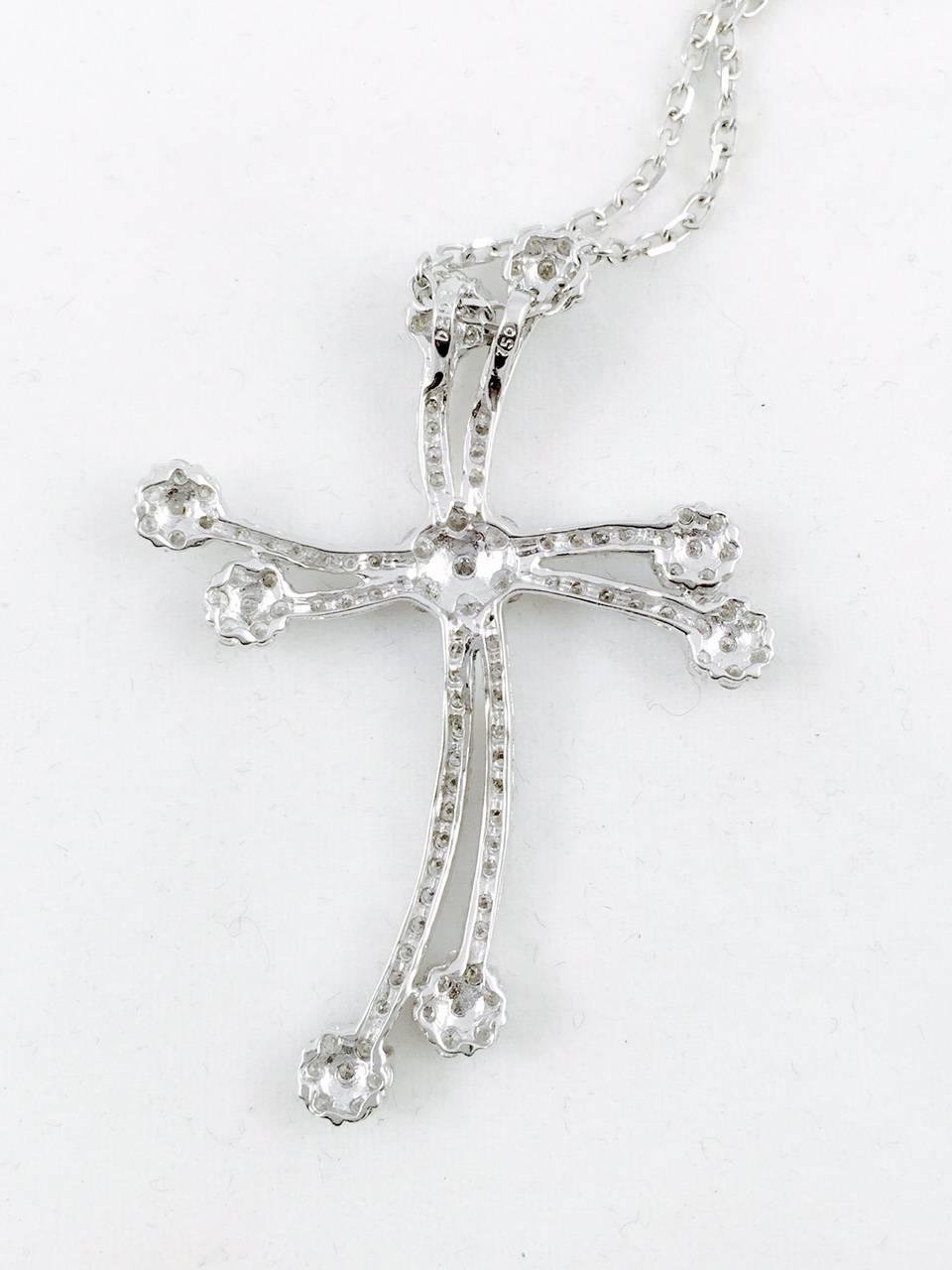 Women's Contemporary Diamond Gold Cross For Sale