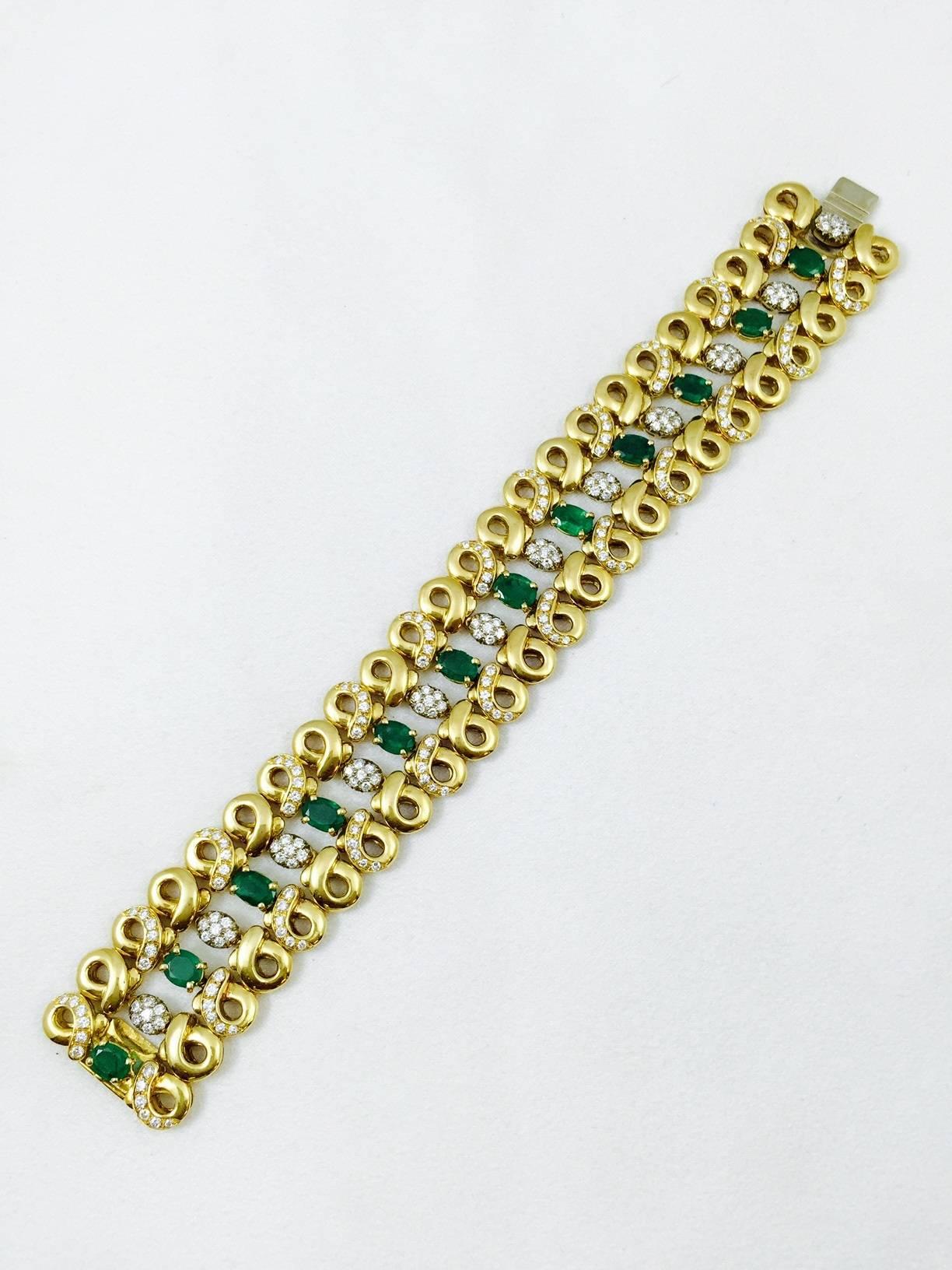 Chantecler Capri Emerald Diamond Gold Bracelet, 1999 In Excellent Condition For Sale In Palm Beach, FL