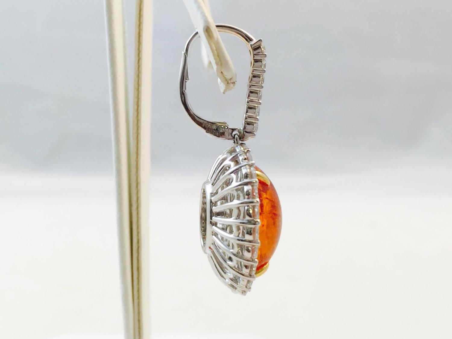 Karina Brez Mandarin Orange Diamond Gold Earrings For Sale at