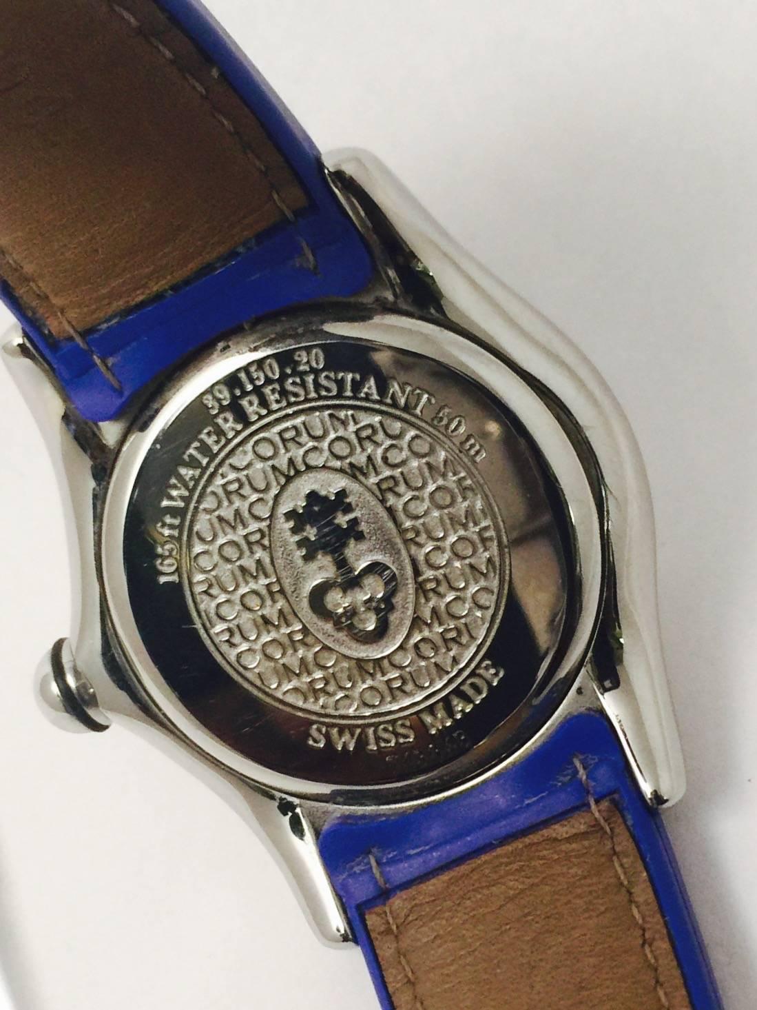 Corum Stainless Steel Blue Bubble quartz Wristwatch In New Condition In Palm Beach, FL