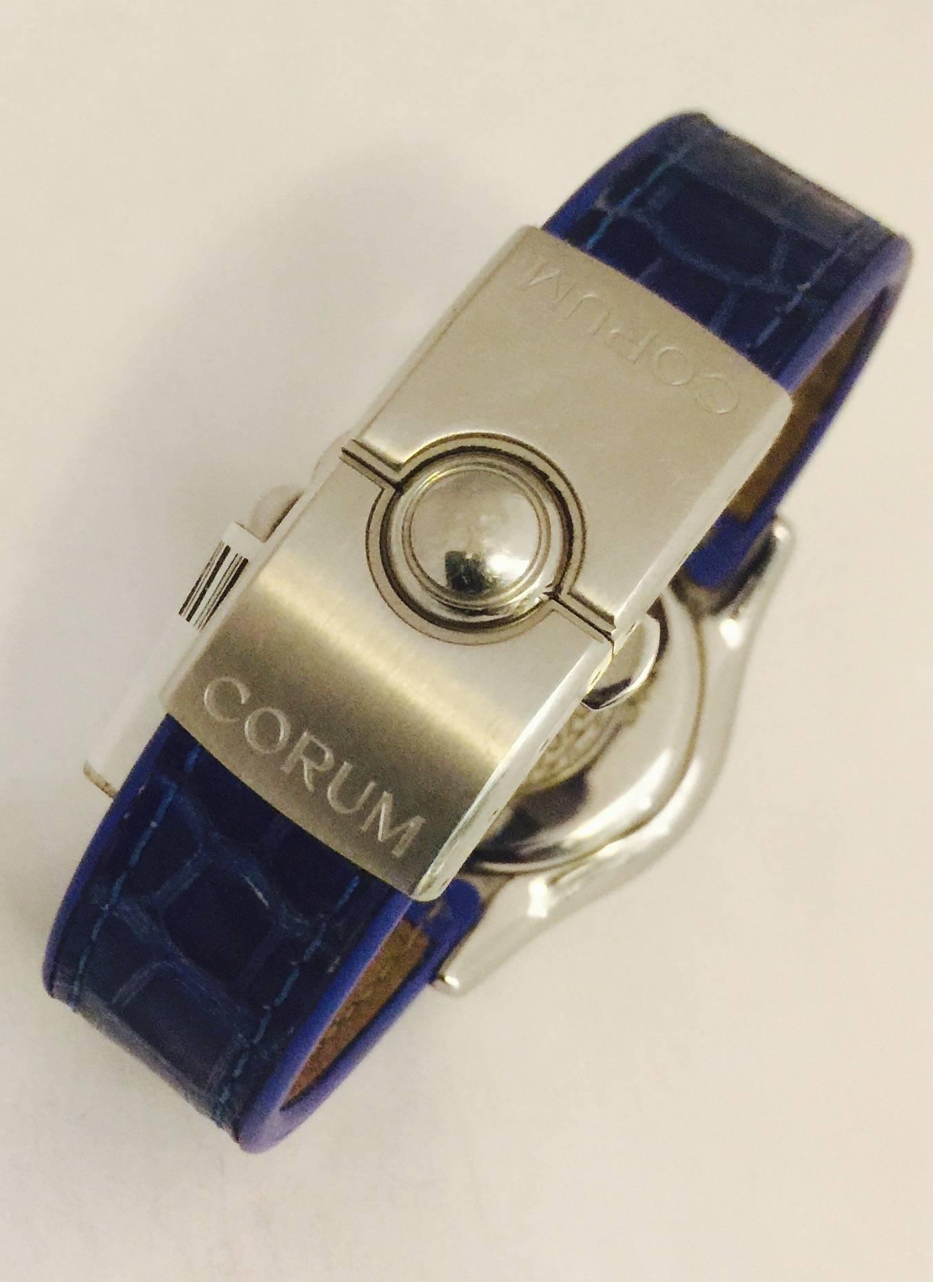 Women's or Men's Corum Stainless Steel Blue Bubble quartz Wristwatch