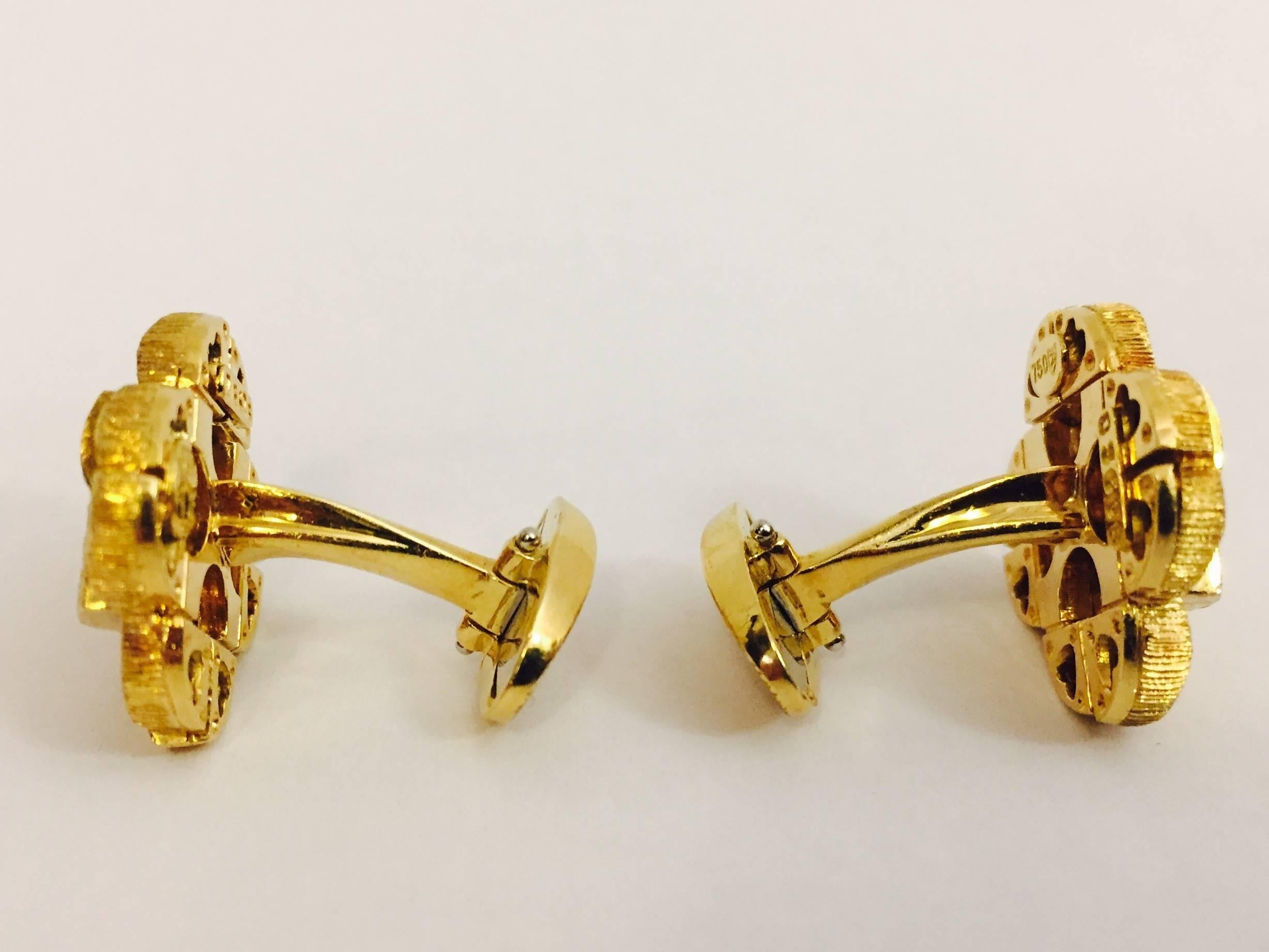 Handsome Henry Dunay Gold Woven Cufflinks 1