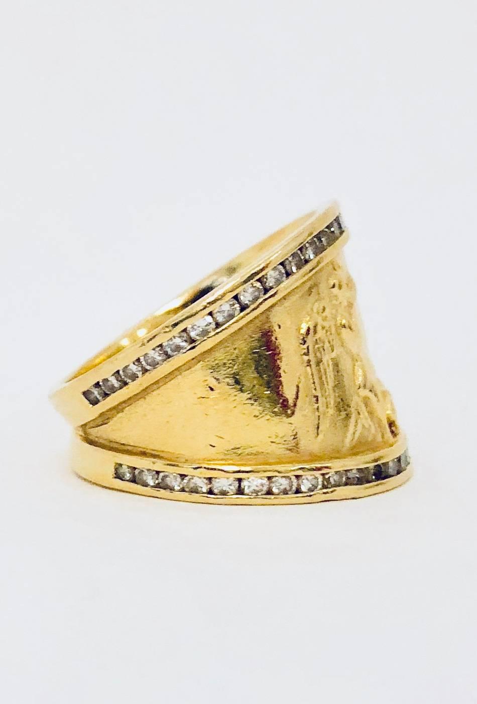 18 Karat 1980s Odyssey Figural and Diamond Ring by SeidenGang In Excellent Condition In Palm Beach, FL