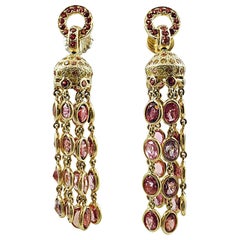 Multi-Color Sapphire Gold Dangle Earrings