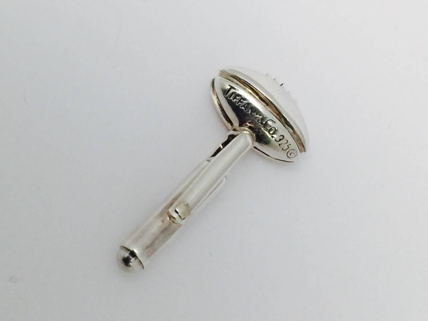 Tiffany & Co. Sterling Silver Rare Football Cufflinks In Good Condition In Palm Beach, FL