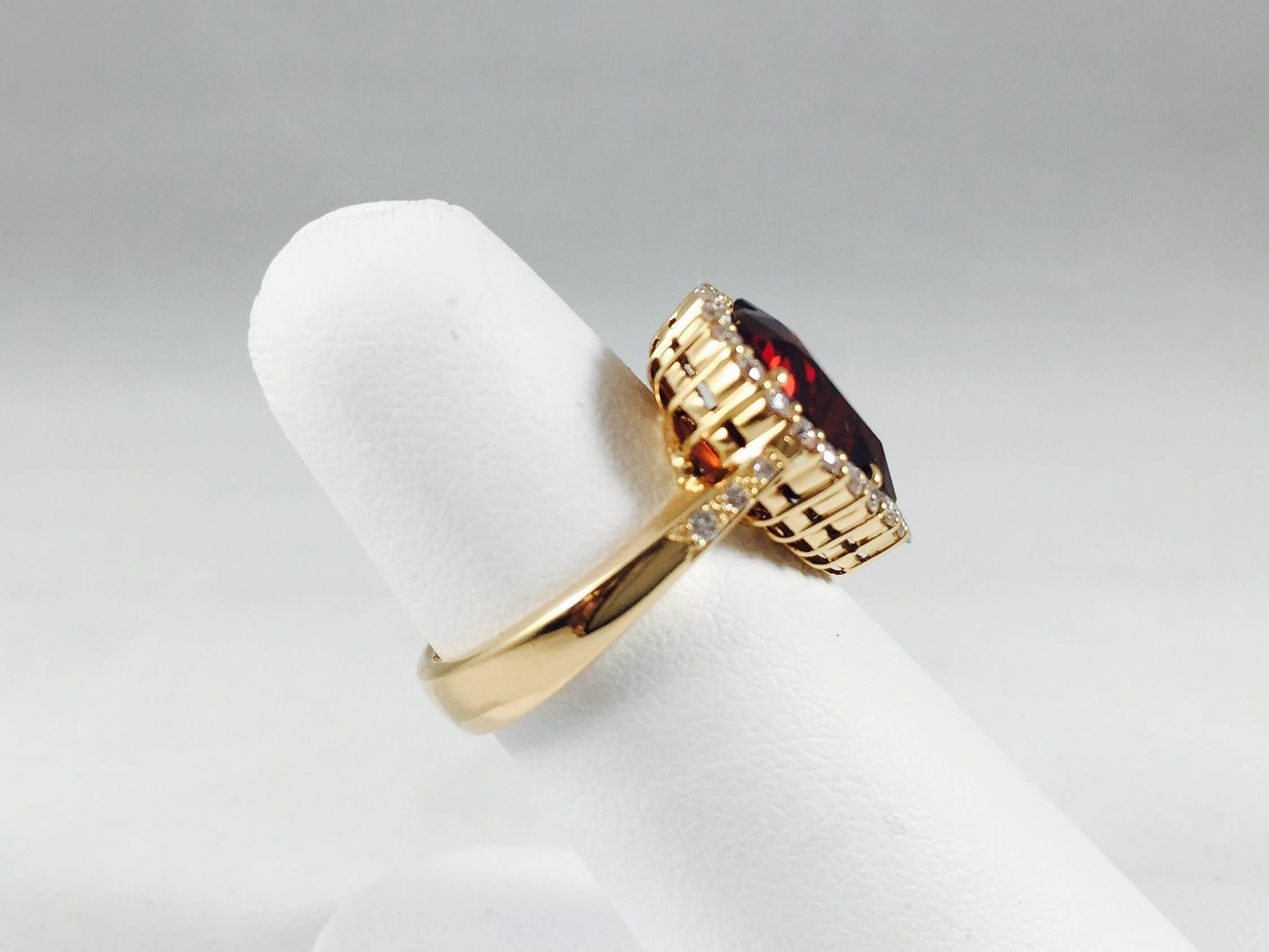 Contemporary Rare Spessartite Garnet Diamond Gold Ring
