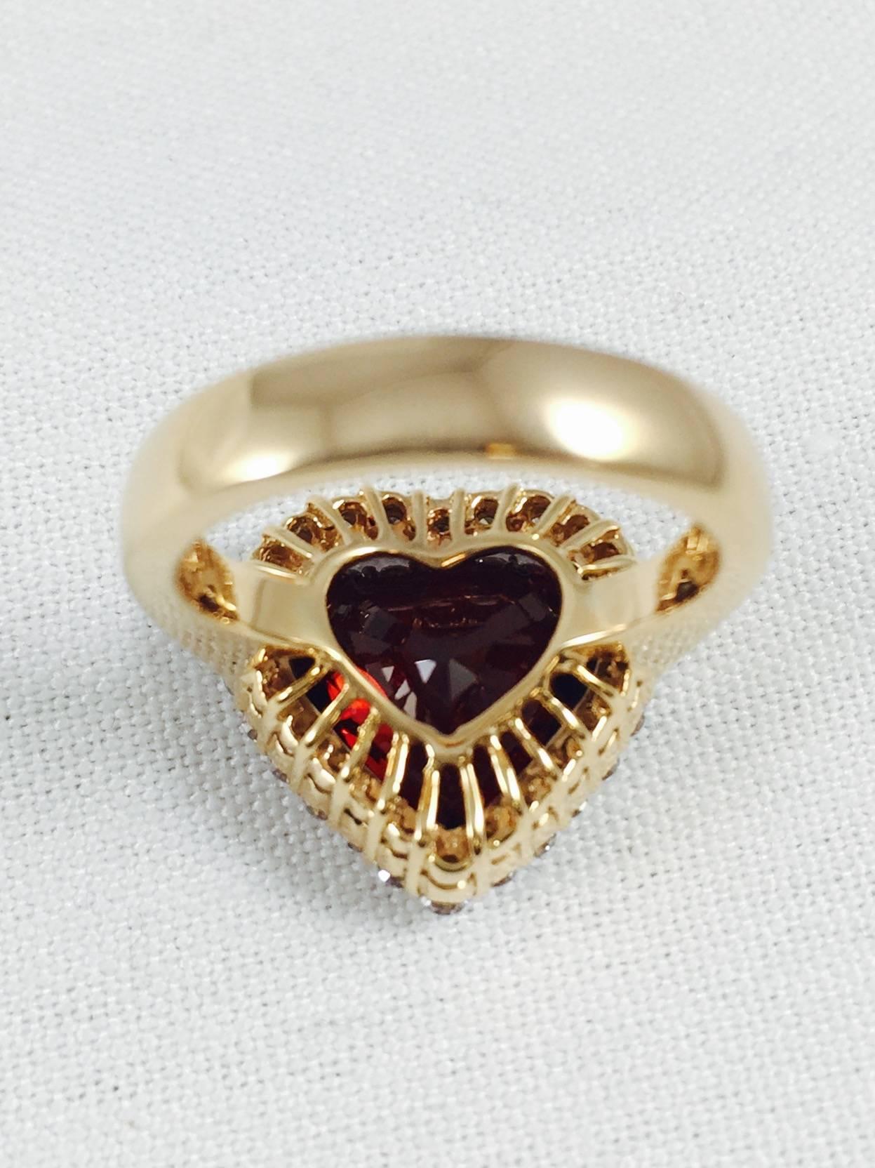 Rare Spessartite Garnet Diamond Gold Ring In New Condition In Palm Beach, FL