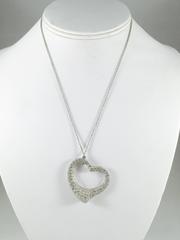 Elsa Peretti Diamond Platinum Floating Heart Pendant Necklace