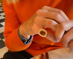 Rossella Ugolini 18k yellow Gold 0.45 Carat White Diamonds Citrine Cocktail Ring