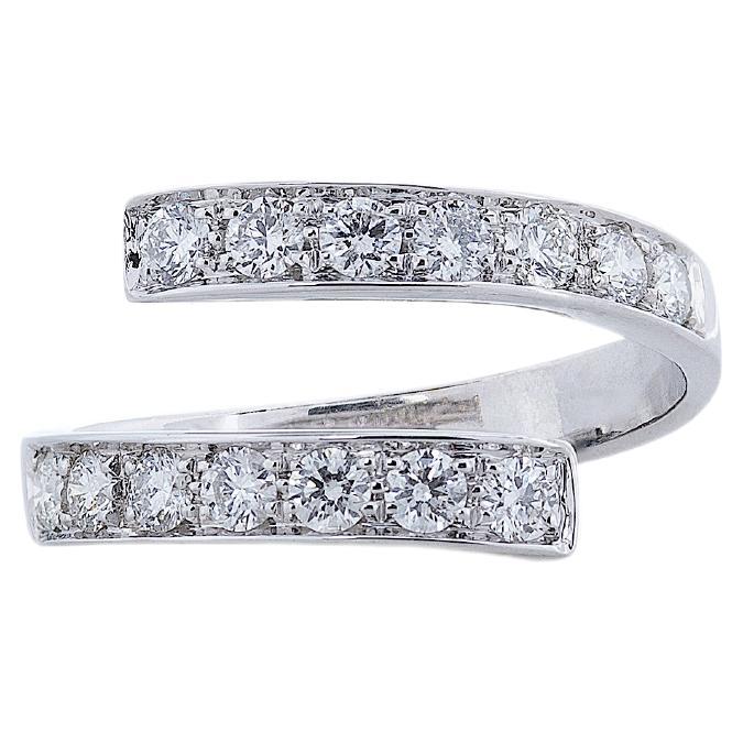 Bague de fiançailles moderne en or blanc 18 carats avec diamants blancs de 0,42 carat