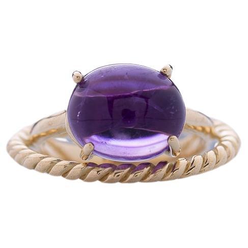 Twist Love Amethyst 18 Karat Yellow Gold Handcrafted Modern Design Ring For Sale