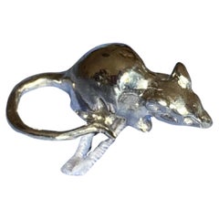 Kleiner Maus Massivsilber Sterling vergoldete handgefertigte Unisex-Manschettenknöpfe