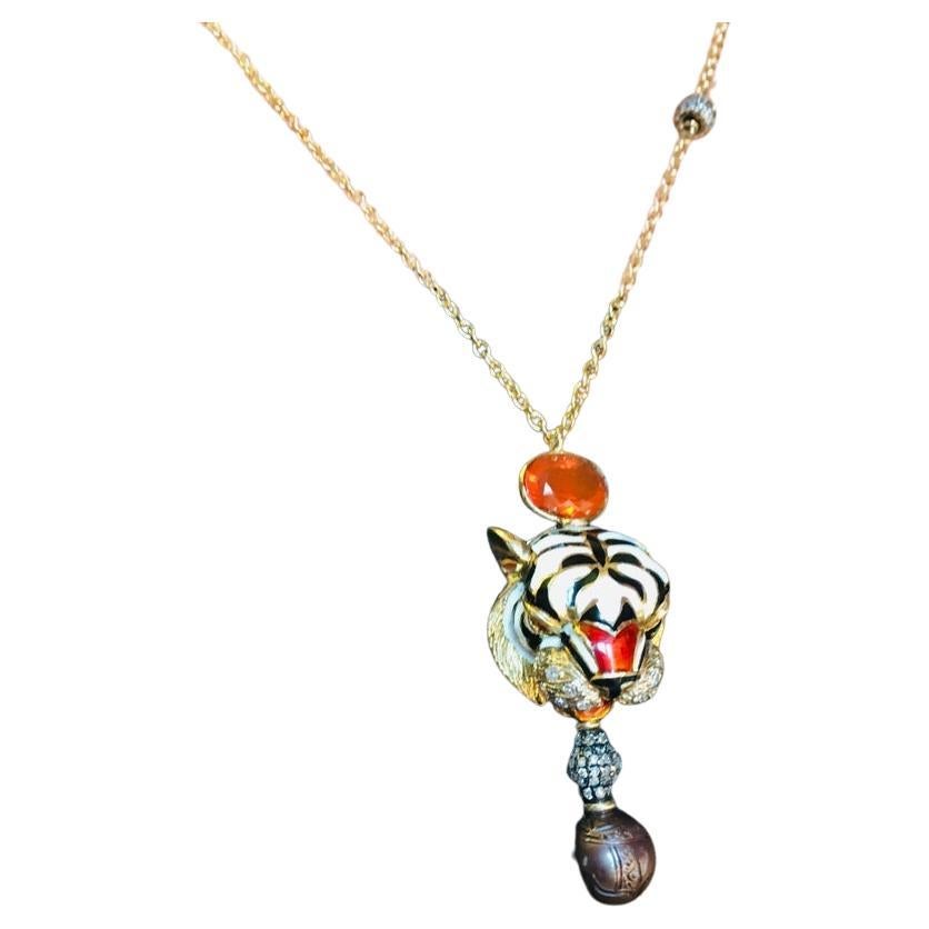 Available now Rossella Ugolini Tiger Pendant Necklace Bold Expression For Sale