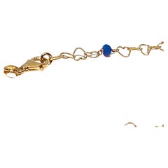 Dainty Necklace 18 Karat Yellow Gold 0.51 Karat Sapphire Little Hearts Chain