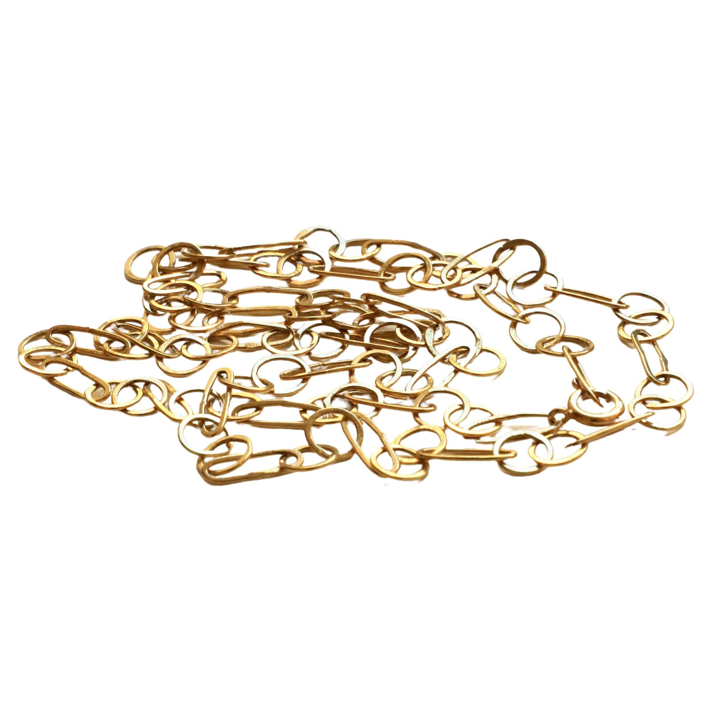 Paperclip Links 18 Karat Yellow Gold Modern Handmade Slightly Hammered Necklace