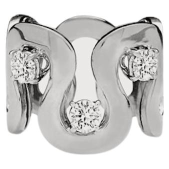 0.90 Carat White Diamonds 18K White Gold Trilogy Unisex Band Design Ring For Sale