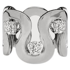 0.90 Carat White Diamonds 18K White Gold Trilogy Unisex Band Design Ring