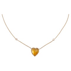 Available Now Rossella Ugolini Citrine Love Heart 18K Gold Diamonds  Necklace