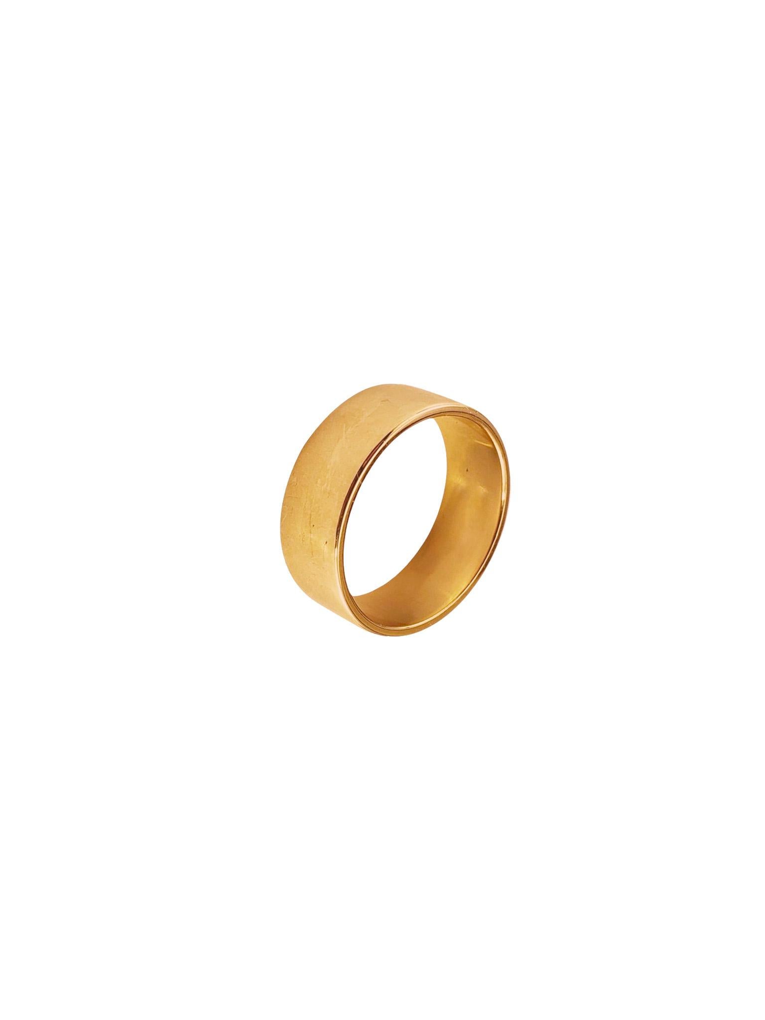 da uomo o donna Anello a fascia larga in oro giallo 18K Larghezza 8mm Misura 9.25 Lucido in vendita