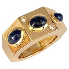 Rossella Ugolini 3ct Sapphire & Diamond 18K Gold Band Ring, Italy