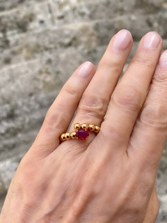 Oval Ruby 18k Gold Contrarie Bubble Stackable Ring Italy By Rossella Ugolini
