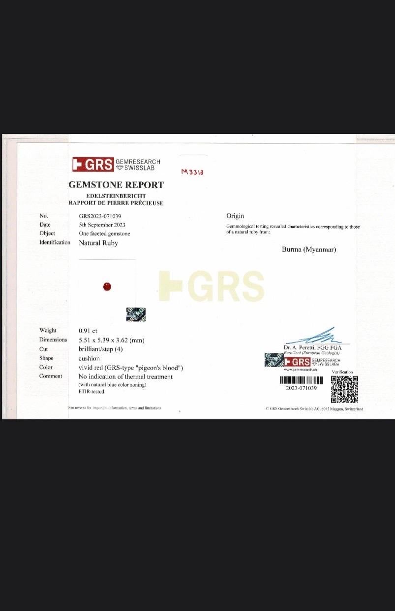 Boucles d'oreilles en or blanc 18 carats certifiées GRS avec rubis de Birmanie et diamants de 1,89 carat Pour femmes en vente