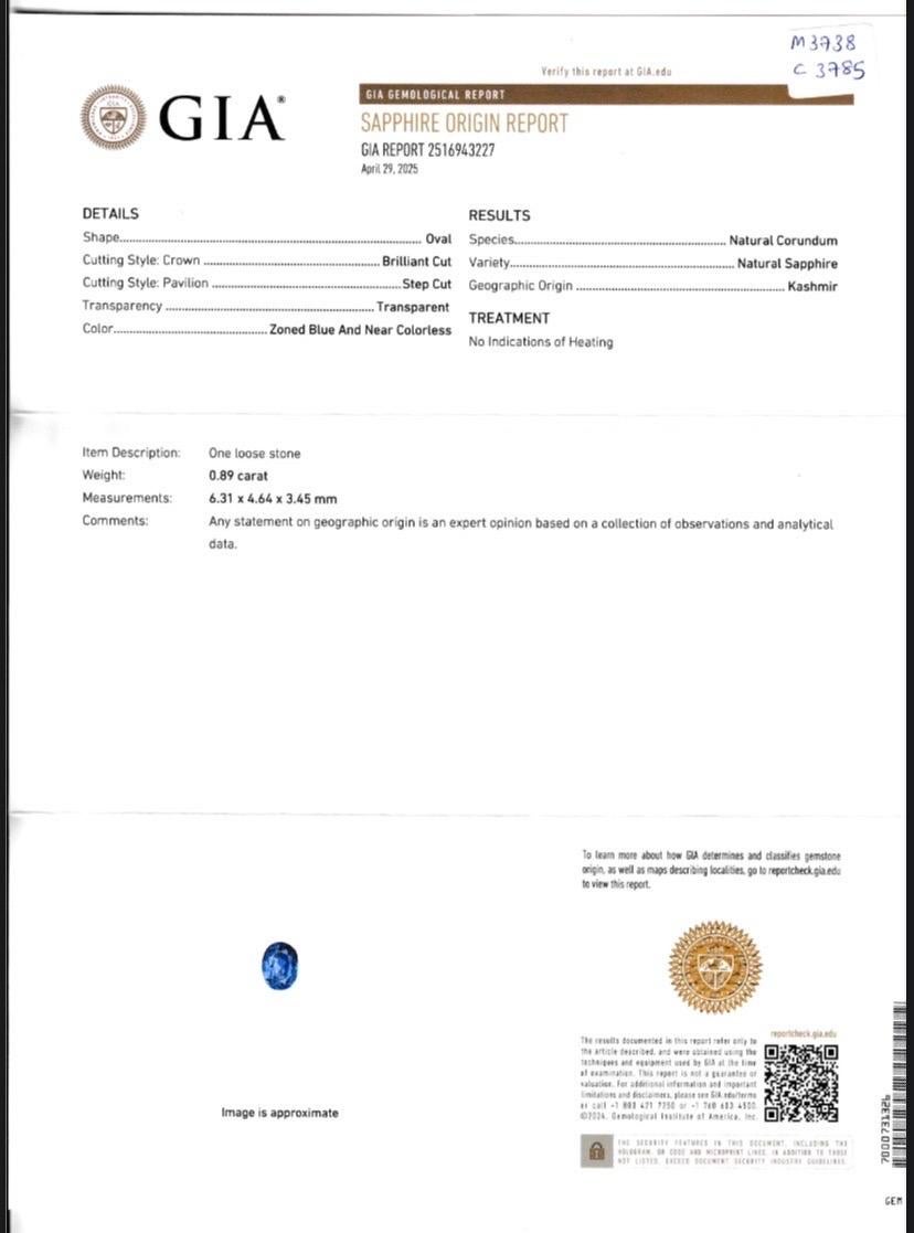 Orecchini con zaffiro blu del Kashmir e diamanti certificati GRS da 1,87 carati in WG 18k in vendita 1