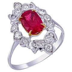 Bague en rubis de sang de pigeon birman non chauffé certifié GRS de 1,09 carat