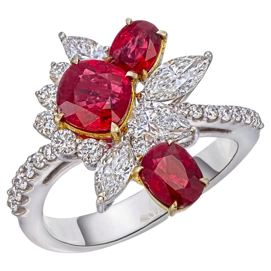 GRS Certified 1.05 Carat Burmese Ruby No Heat Pigeon Blood Ring in 18K Gold For Sale