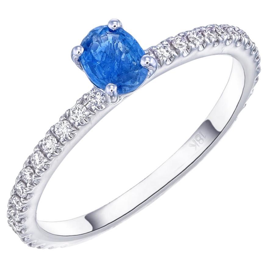 GIA 0,41 Karat zertifizierter Kaschmir-Saphir und Diamant Daily Wear Ring aus Weißgold im Angebot