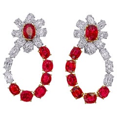 8.73 Carat No Heat Burma Ruby and Diamond Earrings in 18Karat White Gold