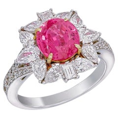 GRS Certified 2.64 Carat Burma Ruby Pigeon Blood And Diamond Ring In 18K W. Gold